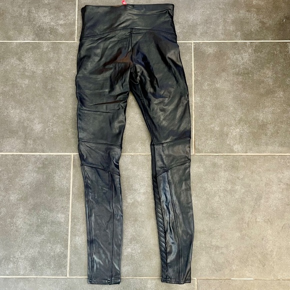 SPANX Faux Leather High Rise Black Moto Leggings Size Medium - Picture 13 of 13